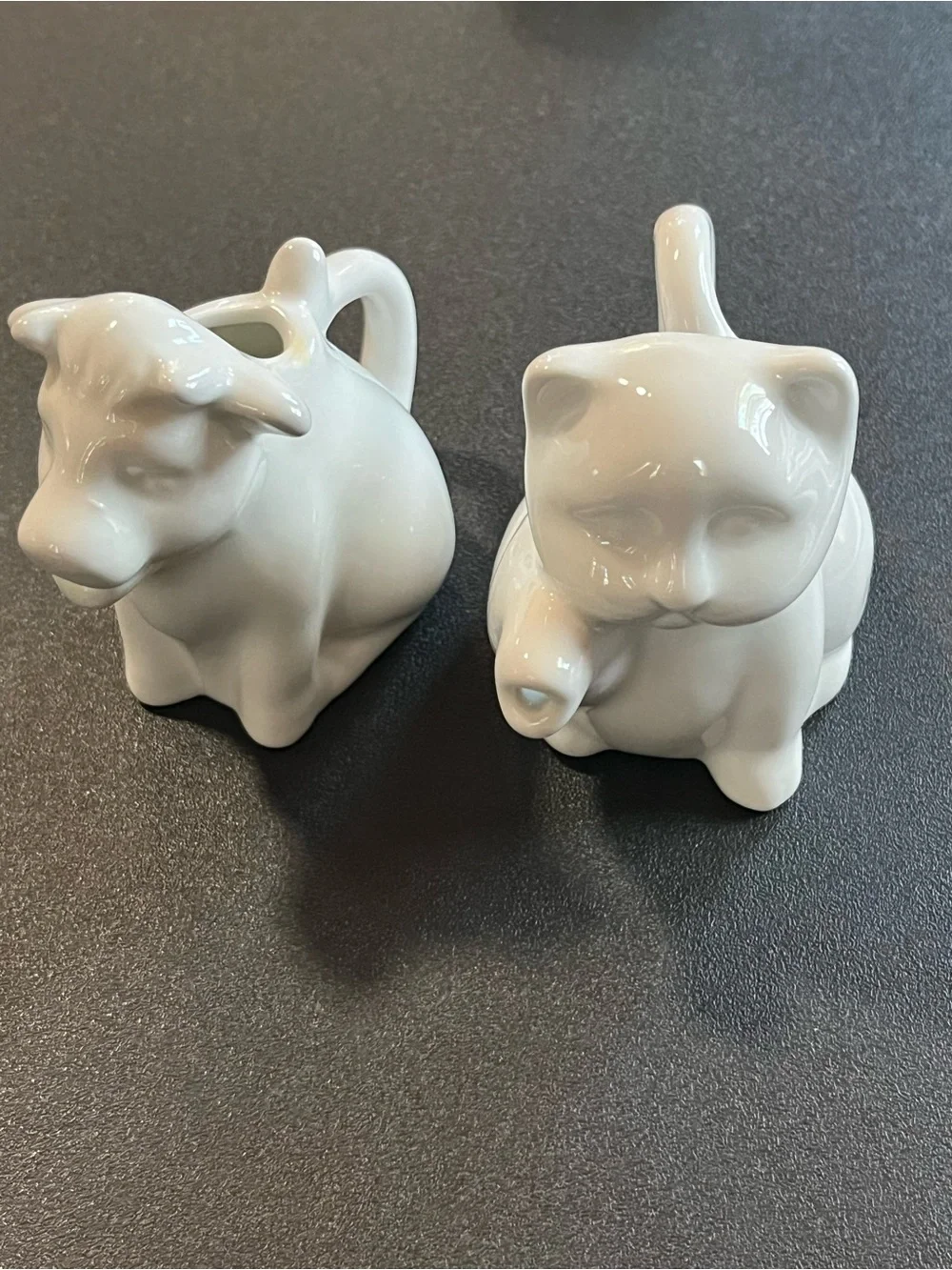 White Ceramic Cat and Cow Creamer Set